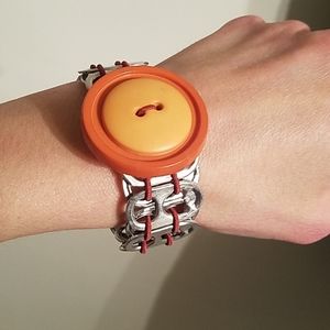 Boho soda tab and button bracelet